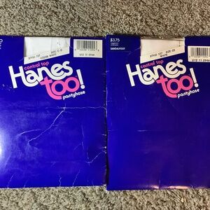 2 Pair HANES Too Control Top PANTYHOSE Nylons WHITE Size CD Naughty Nurse NEW